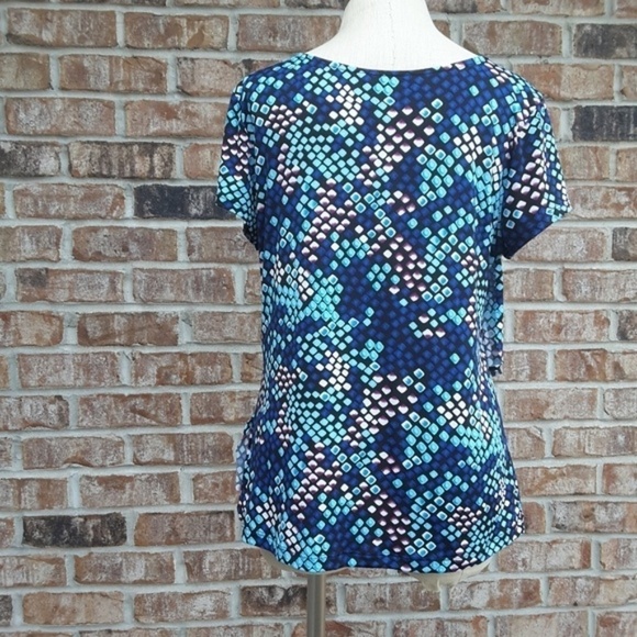 Laura Ashley Print Ruffle Short Top M - Picture 3 of 5